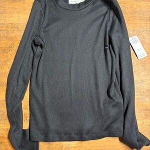 Abercrombie Kids Black Ribbed Long Sleeve Tee